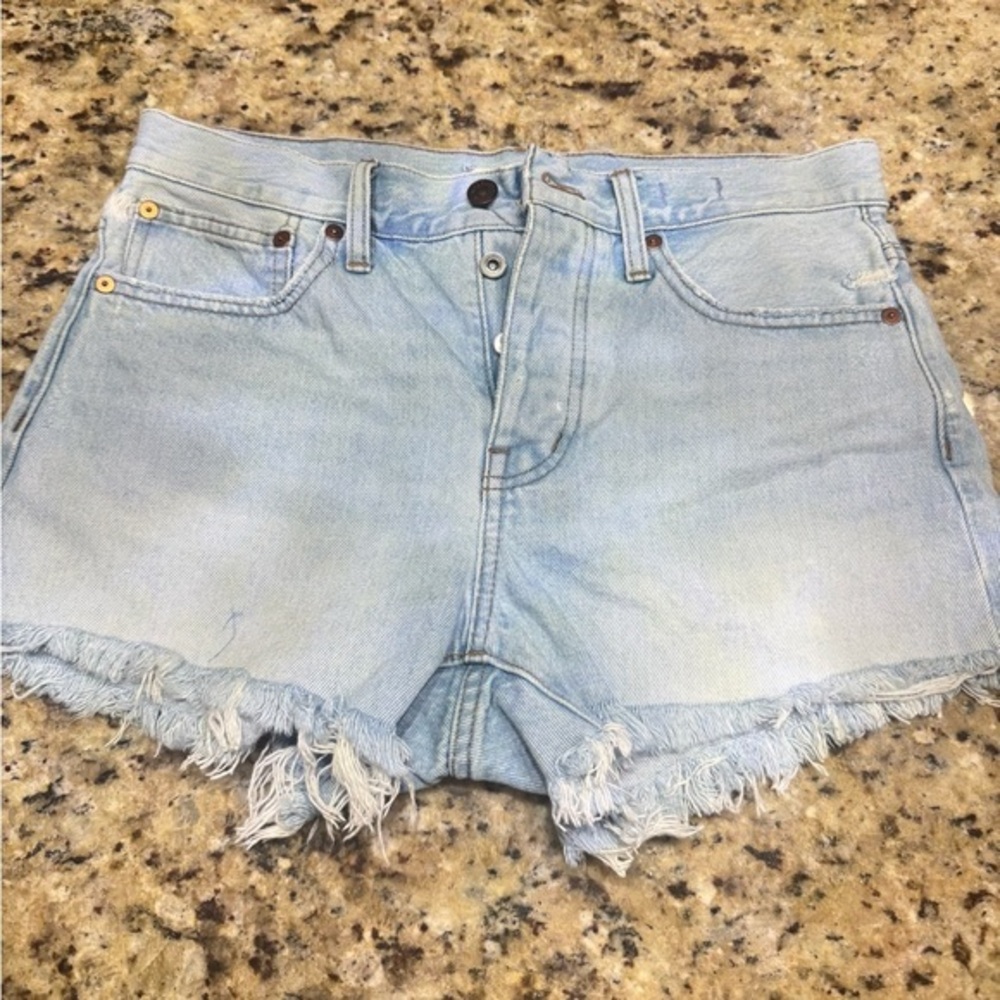 Madewell Light Wash Jean Shorts with Frayed Hem